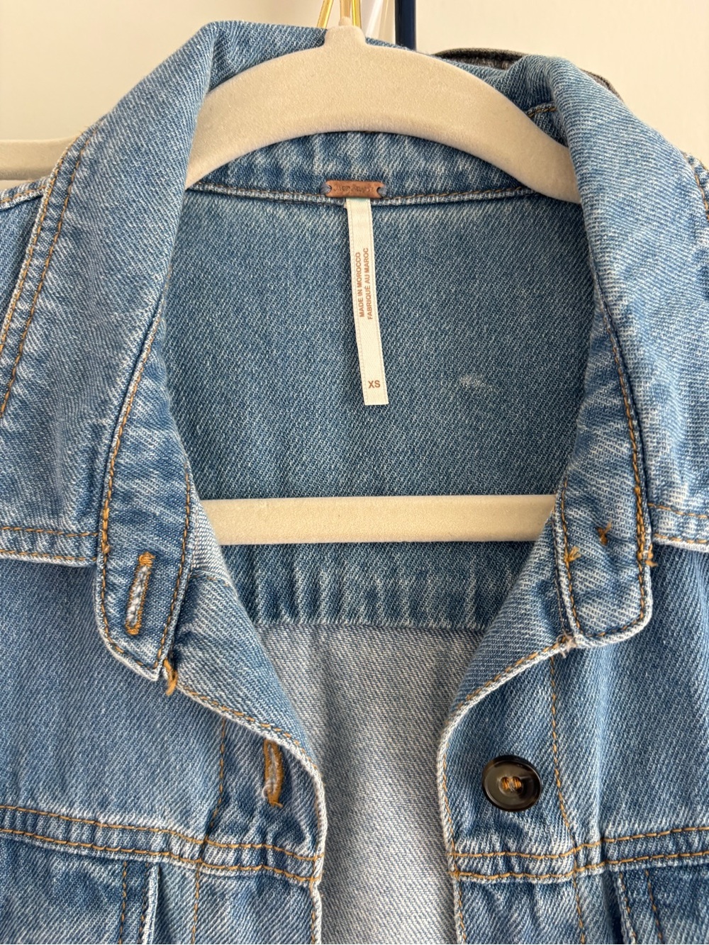 Free People Light Blue Denim Tiered Mini Dress Jacket - Picture 2 of 3